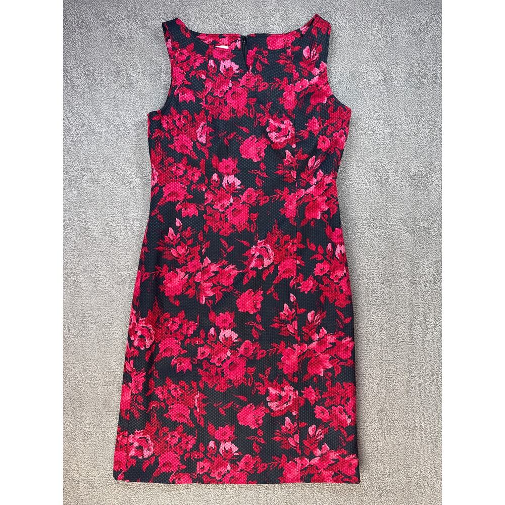 Talbots Dress Floral Rose Career Cocktail Dark‎ Romantic Sleeveless Size 10